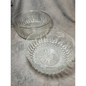 Arcoroc France Glass Serving Bowls Set 8in 9in Clear Starburst Vintage
